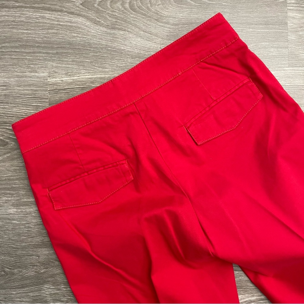 Boston Proper Tomato Red Cotton Belted Bootcut Pants Size 2 - Picture 5 of 8
